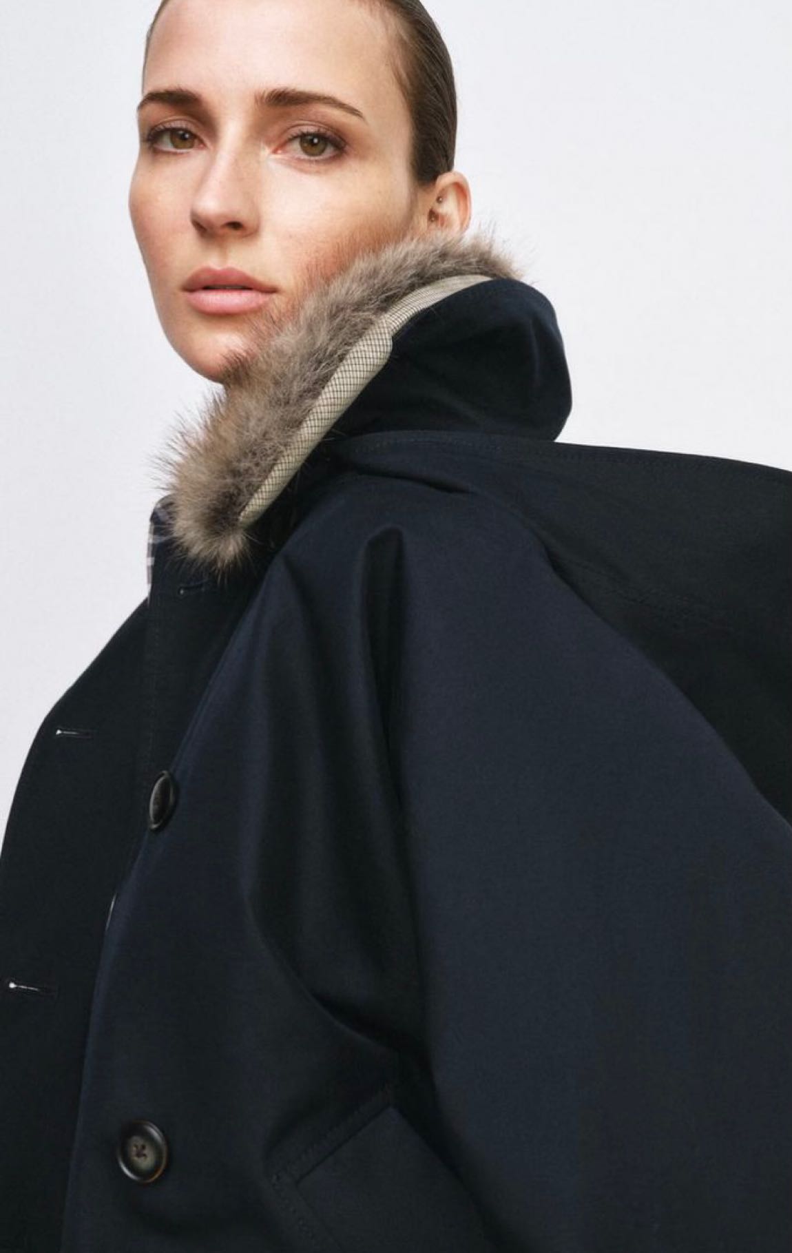 Zara Lacivert Kapüşonlu Mont — görsel 6/10