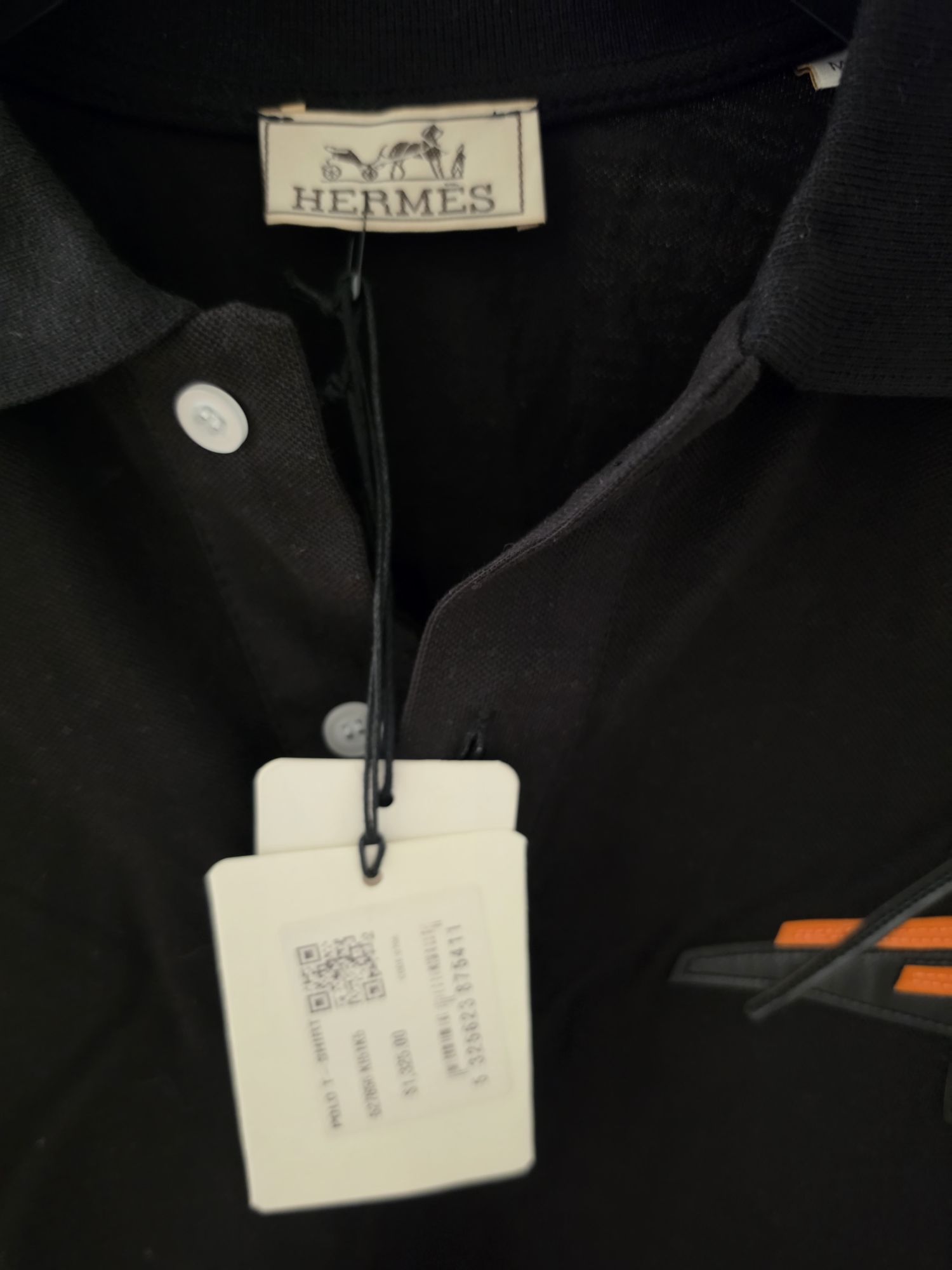 Hermes Siyah Polo yaka Tişört Erkek — görsel 3/5