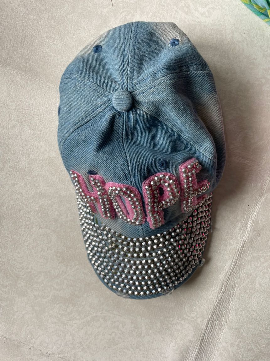 Mcbling y2k Jean Şapka Hope Yazılı Taşlı — görsel 2/7