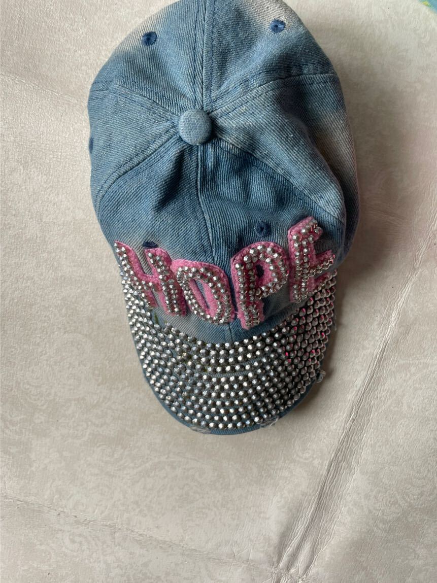 Mcbling y2k Jean Şapka Hope Yazılı Taşlı — görsel 4/7