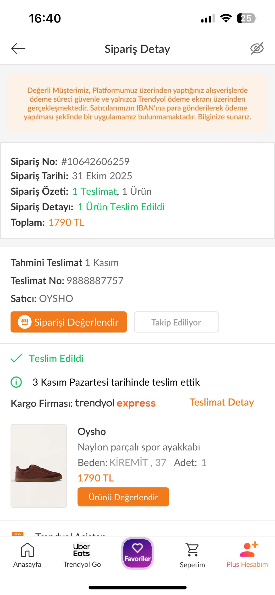 Kiremit oysho Spor Ayakkabı — görsel 7/7