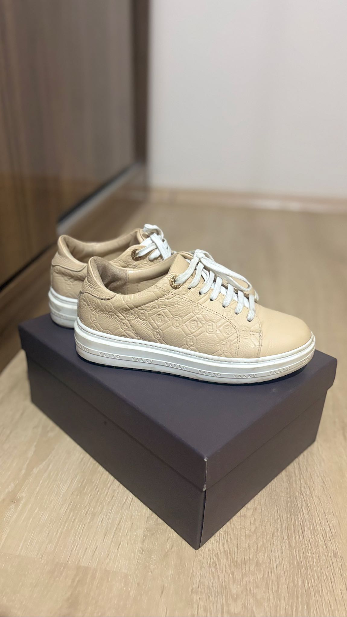 👟VAKKO ORJİNAL Bej Deri Sneaker — görsel 3/11