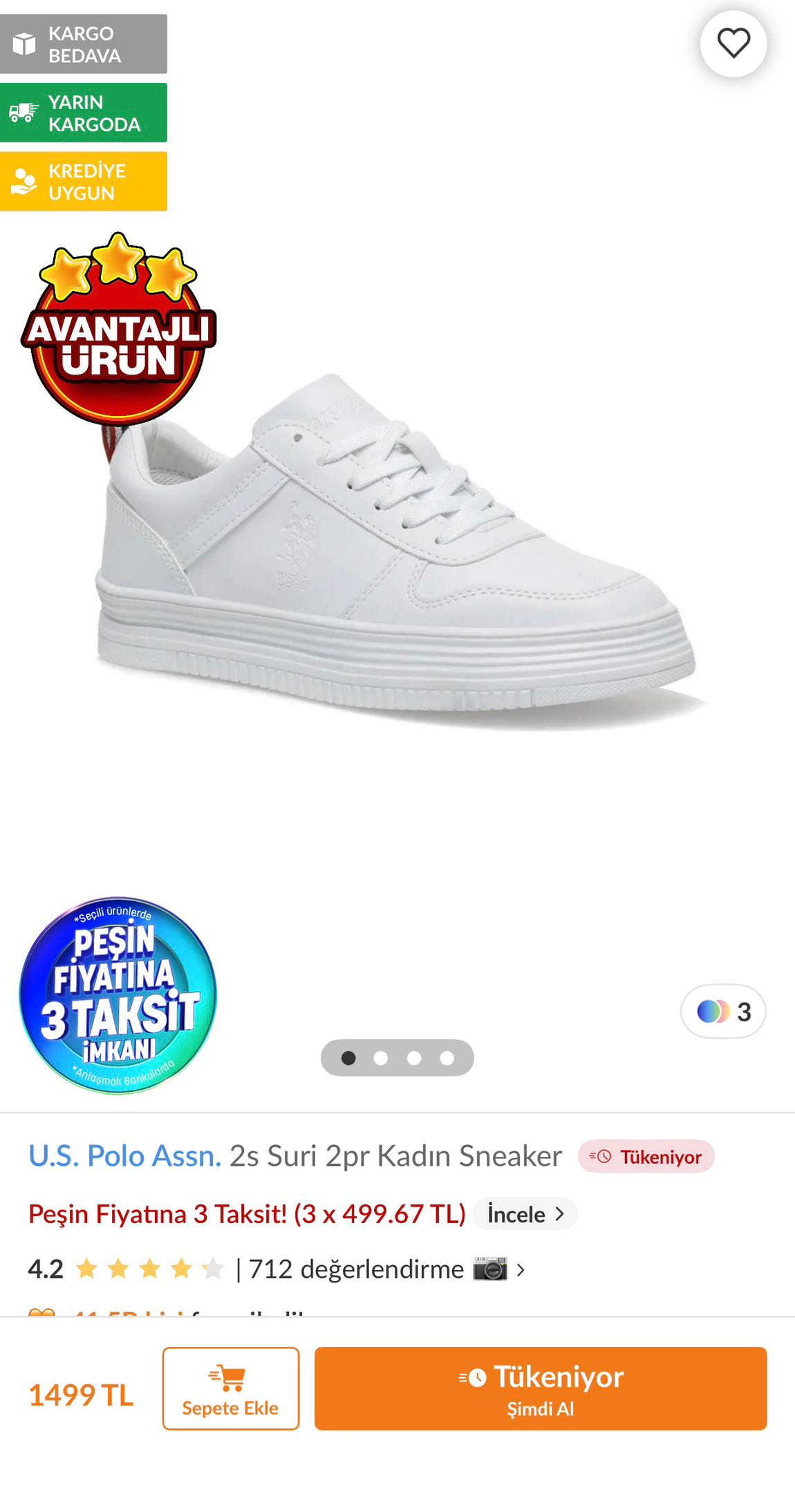 2s suri 2 pr U.S. Polo Beyaz Sneaker — görsel 2/7