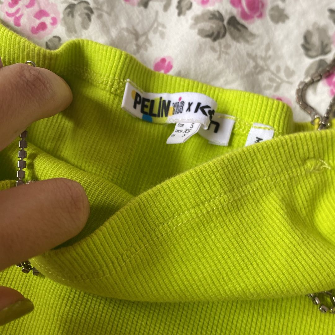 Neon Yeşil Askılı Crop Bluz — görsel 3/4