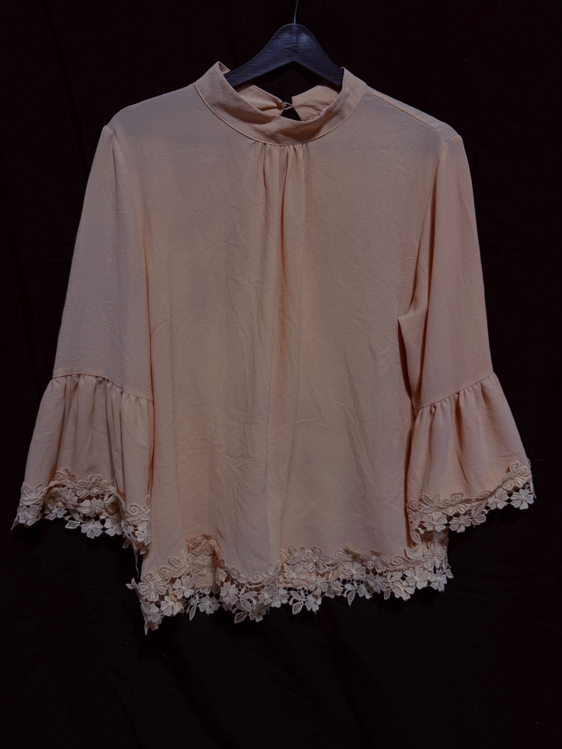 Toz pembe Dantel Detaylı Bluz — görsel 3/6