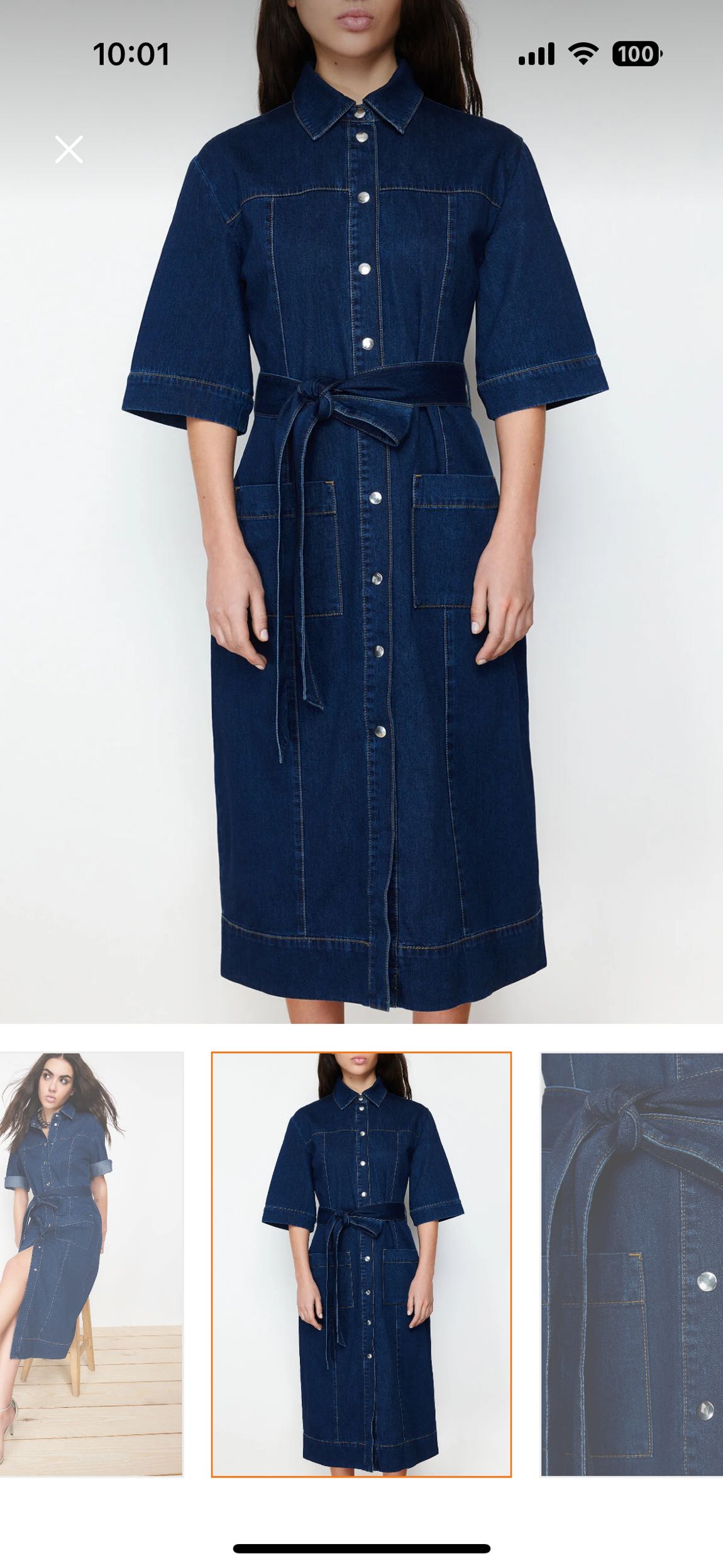 Denim Midi Boy Elbise — görsel 3/3