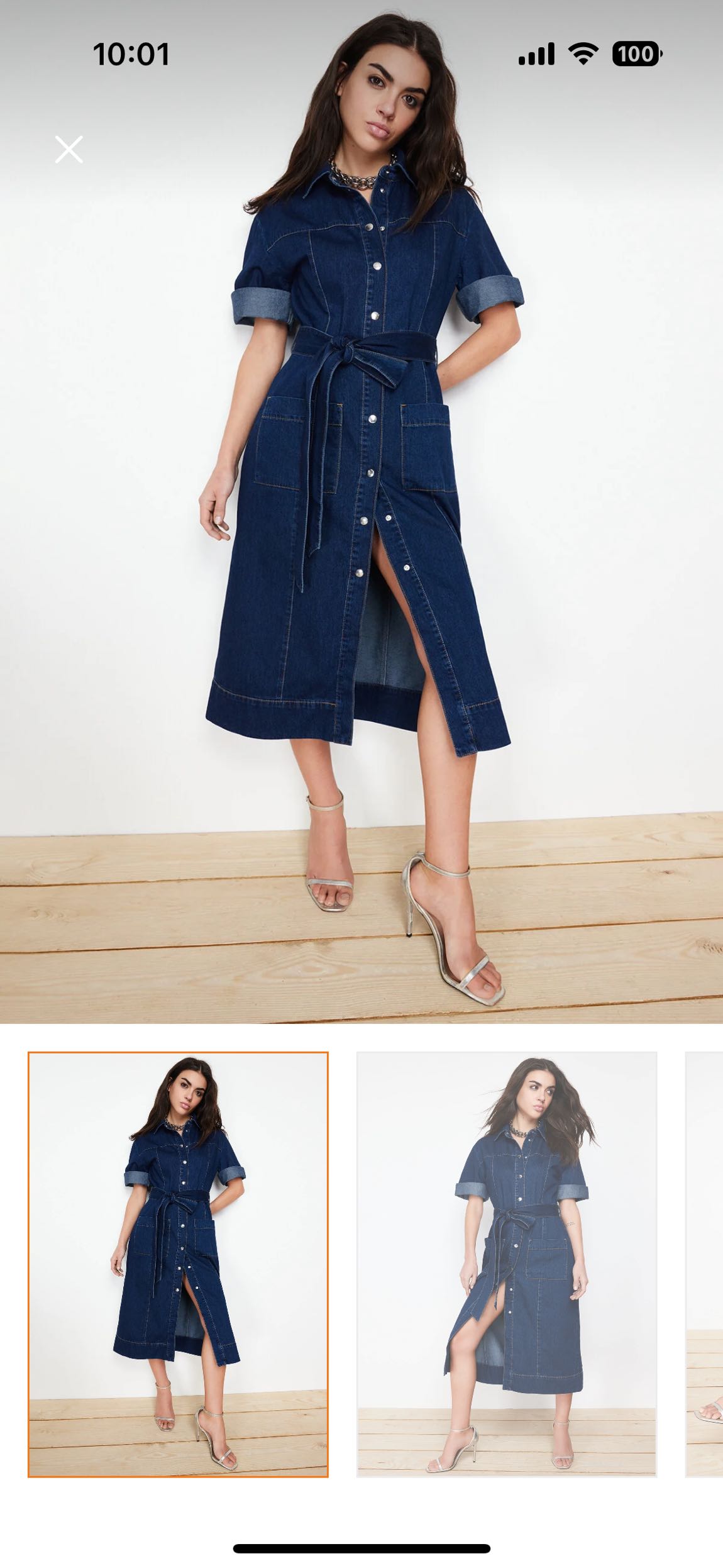Denim Midi Boy Elbise — görsel 2/3
