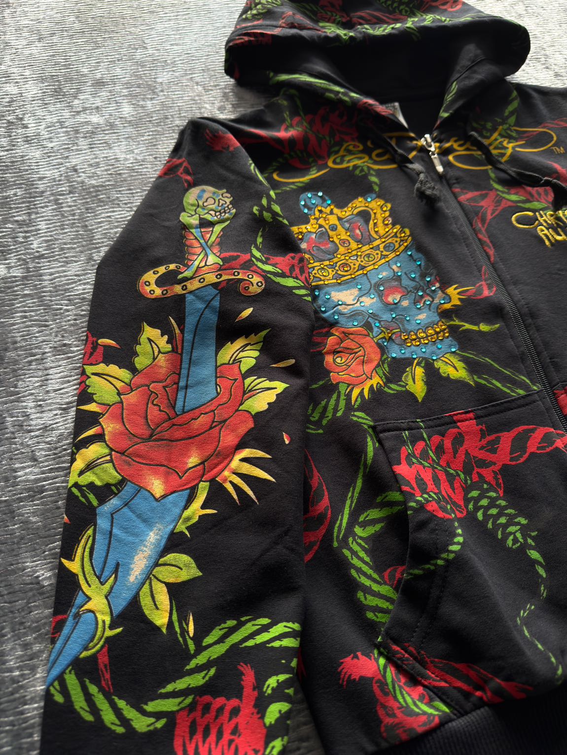 Ed Hardy Taşlı Baskı Detaylı Hırka — görsel 9/11