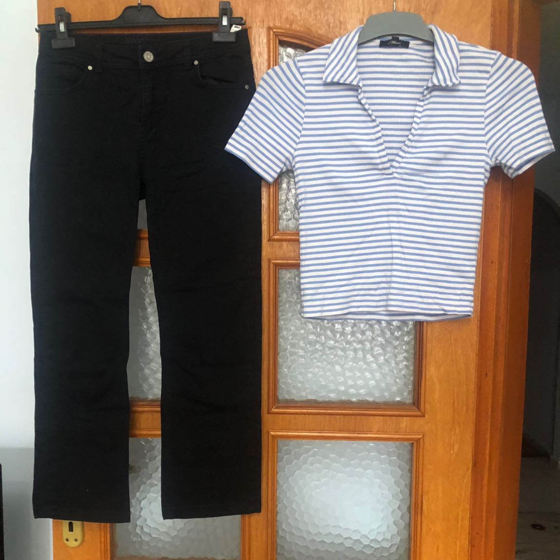 Mavi#Çizgili#tşört#limon#Siyah Pantolon — görsel 2/18