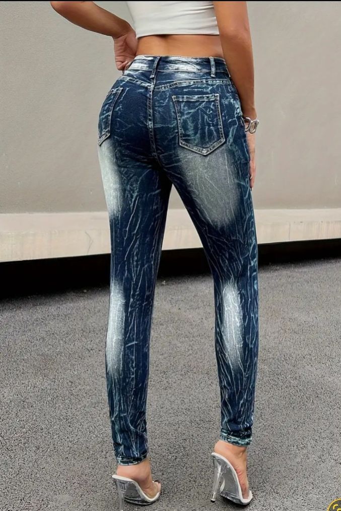 ⭐️👌lacivert desenli çok tarz jean — görsel 4/8