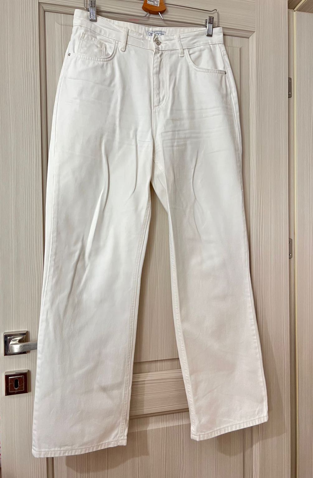 Beyaz\Ekru Wide Leg Jean Pantolon — görsel 2/5