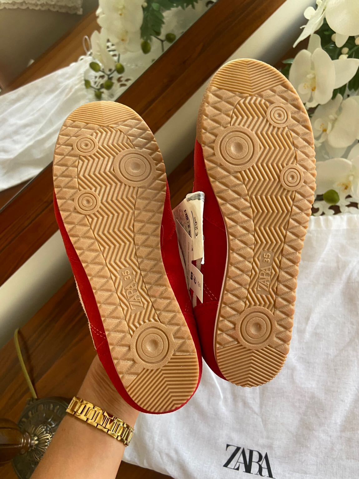 Zara Kırmızı %100 Deri Sneaker — görsel 2/8