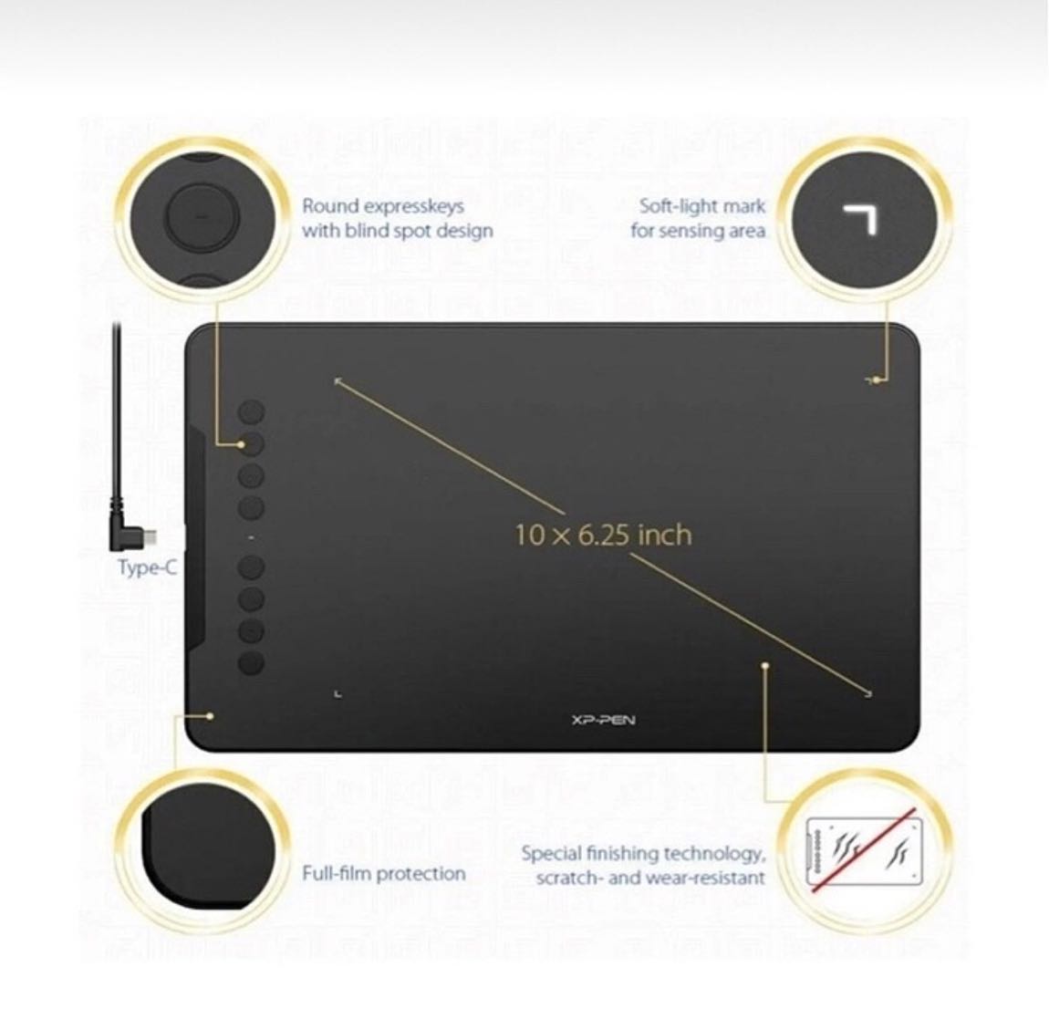 XP-Pen Deco 01 10x6,25 inç Grafik Tablet — görsel 3/4