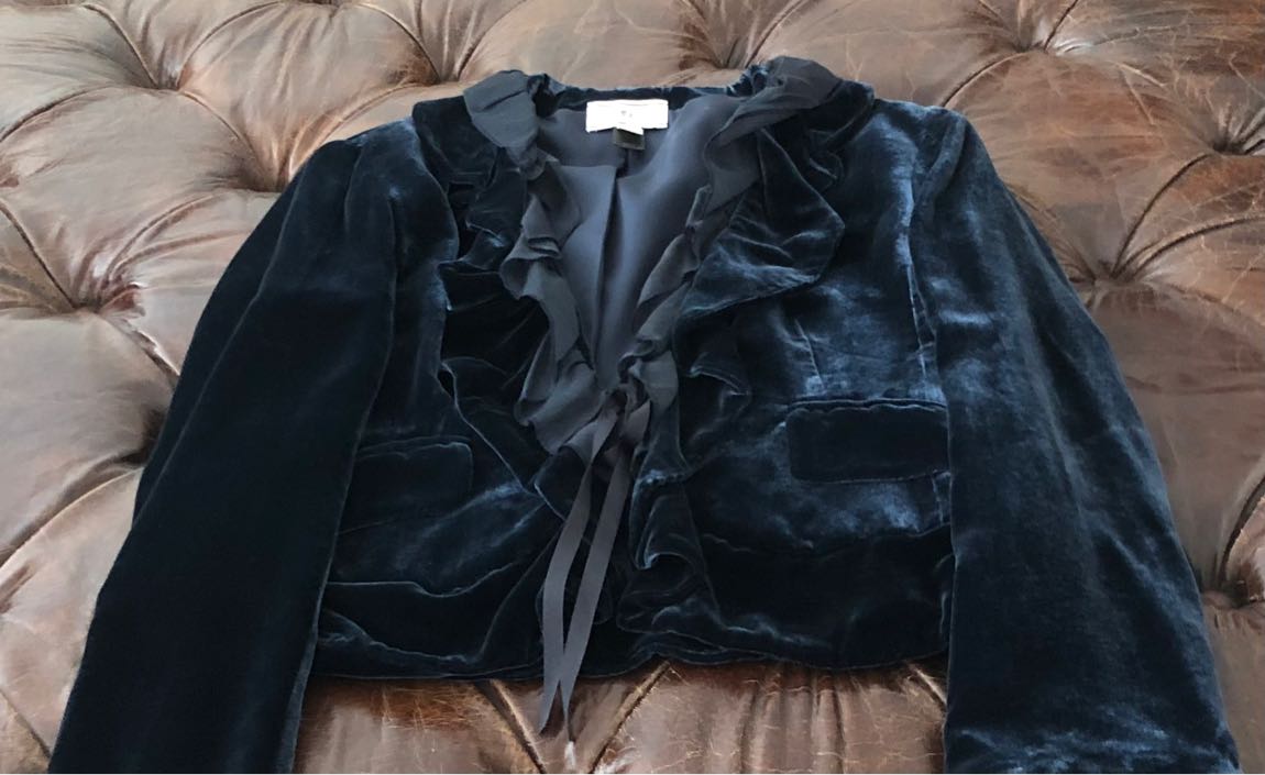 Mango İpek Kadife Lacivert Blazer — görsel 2/6