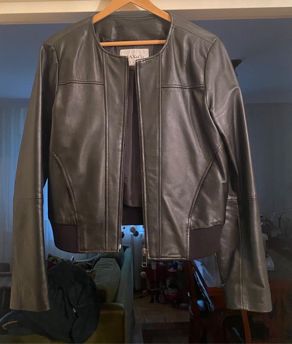 MAX&Co Siyah Deri Bomber Ceket — görsel 2/4