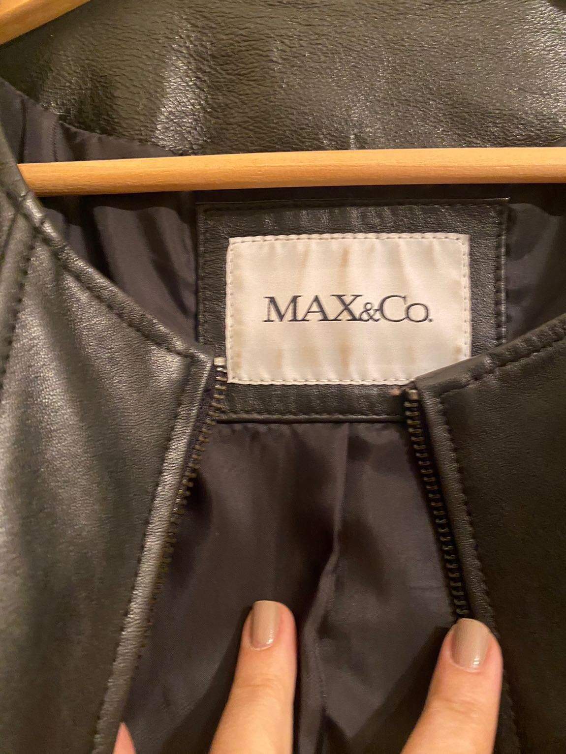 MAX&Co Siyah Deri Bomber Ceket — görsel 3/4