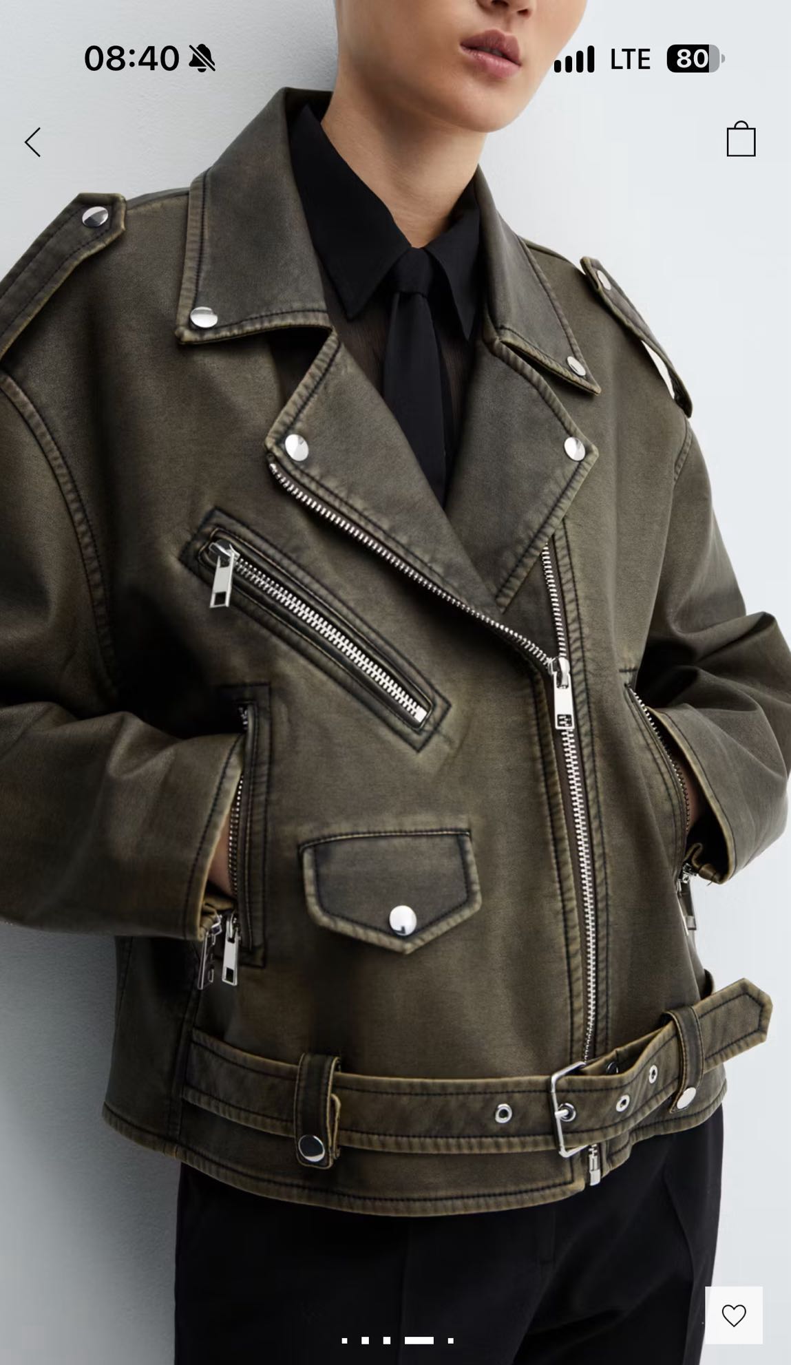 Oversize Eskitilmiş Biker Ceket — görsel 4/6