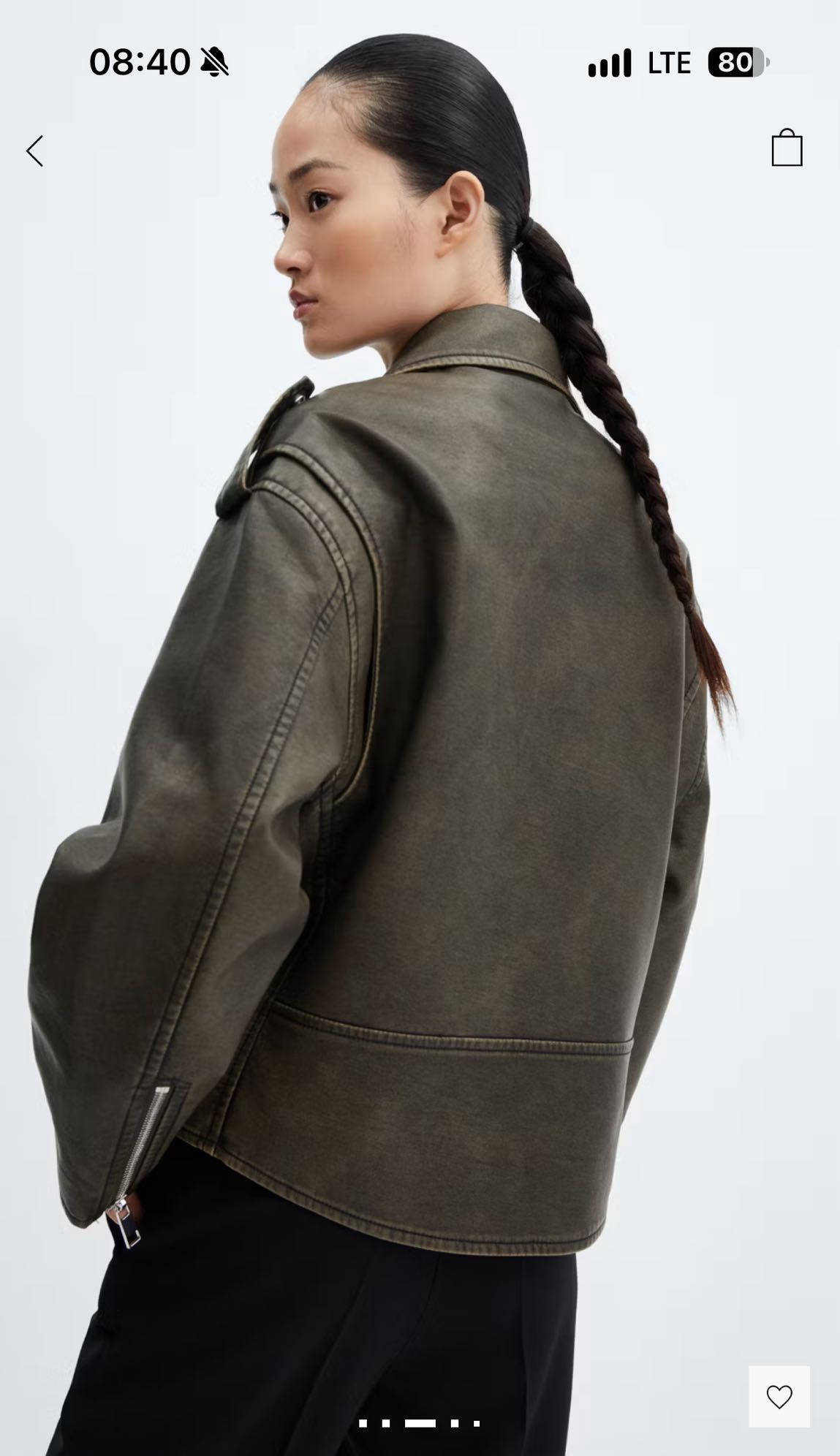 Oversize Eskitilmiş Biker Ceket — görsel 3/6