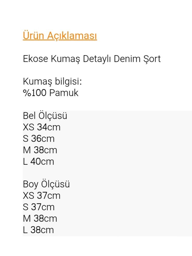 Ekose Denim Şort Etek — görsel 5/5