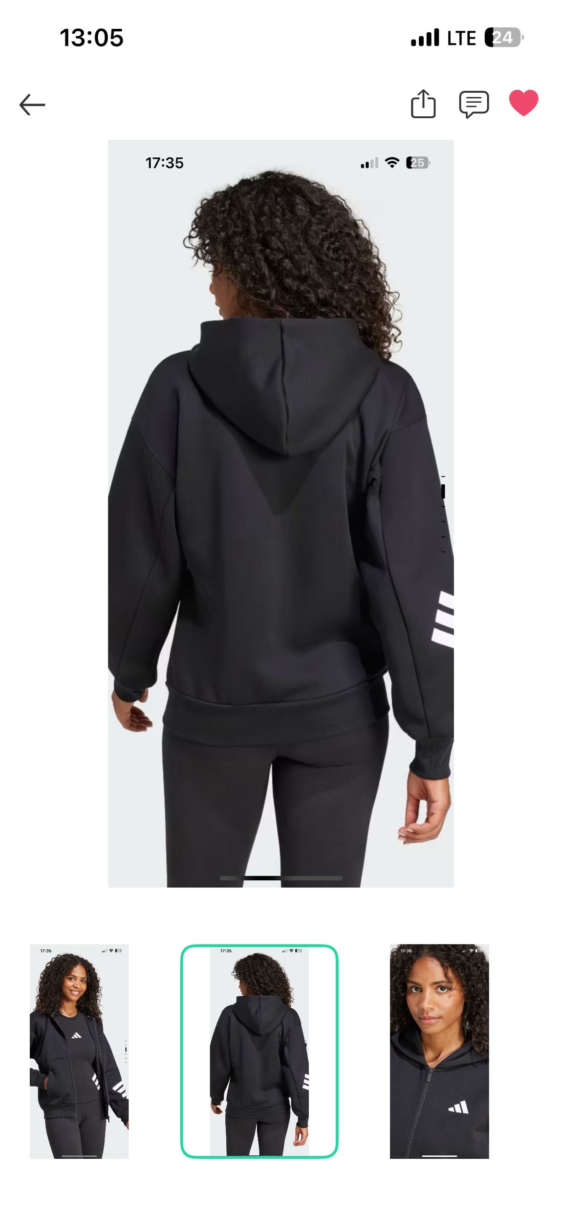 Adidas Siyah Fermuarlı Hırka — görsel 2/3