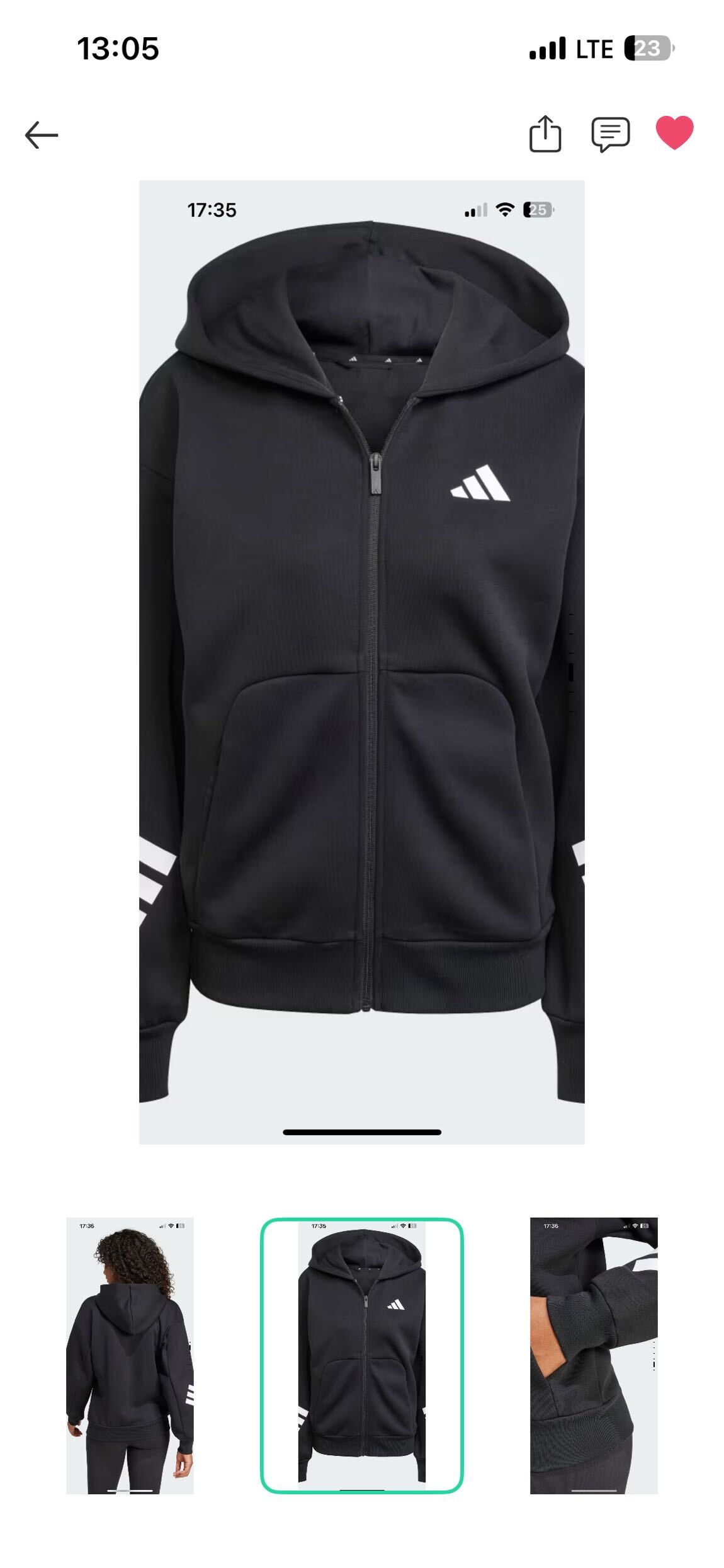 Adidas Siyah Fermuarlı Hırka — görsel 3/3