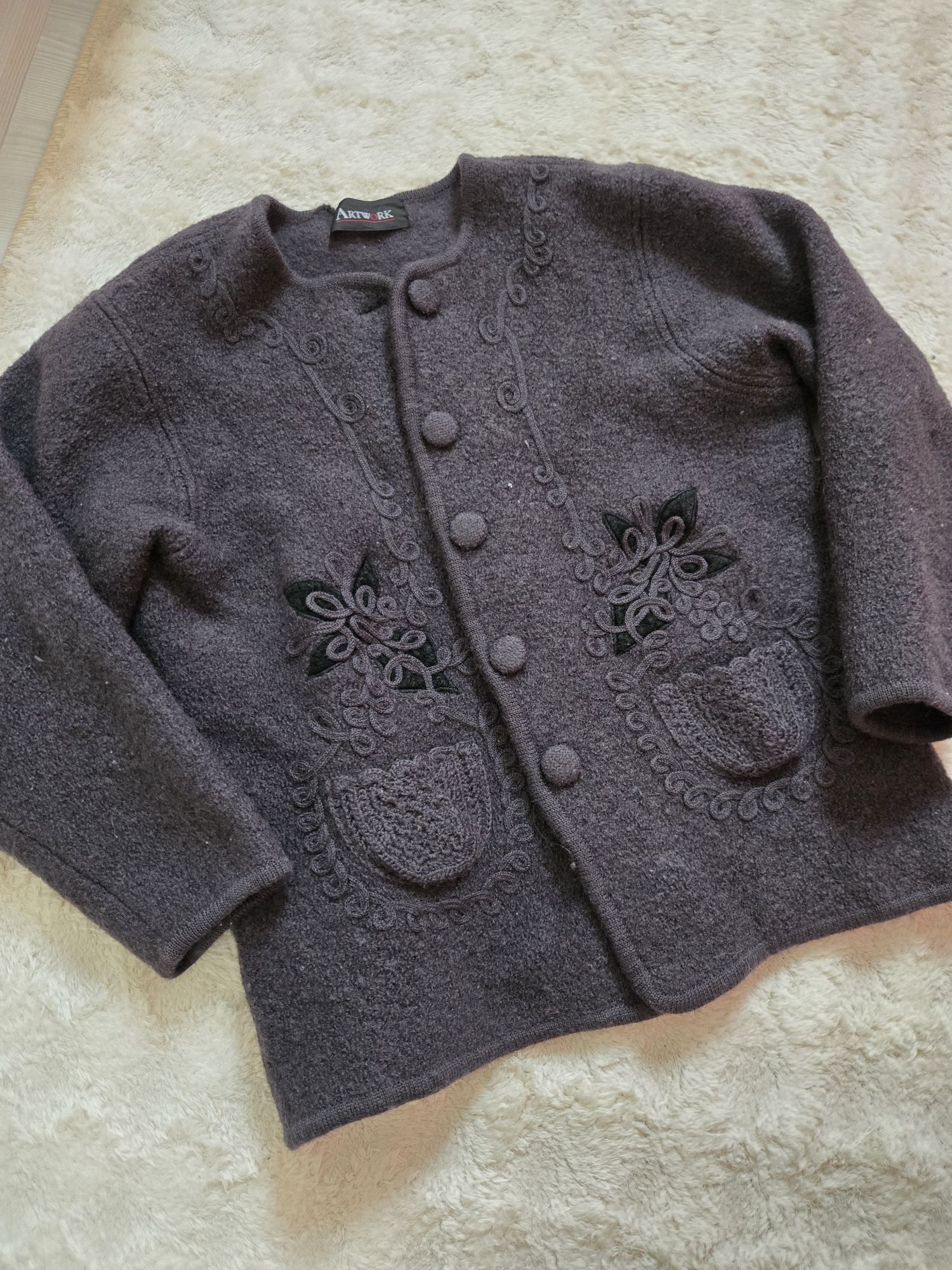wool saf yün hırka düğmeli blazer — görsel 6/8