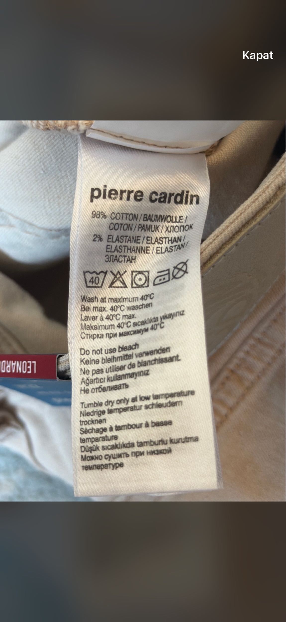 Pierre Cardin Bej Kot Pantolon — görsel 6/6