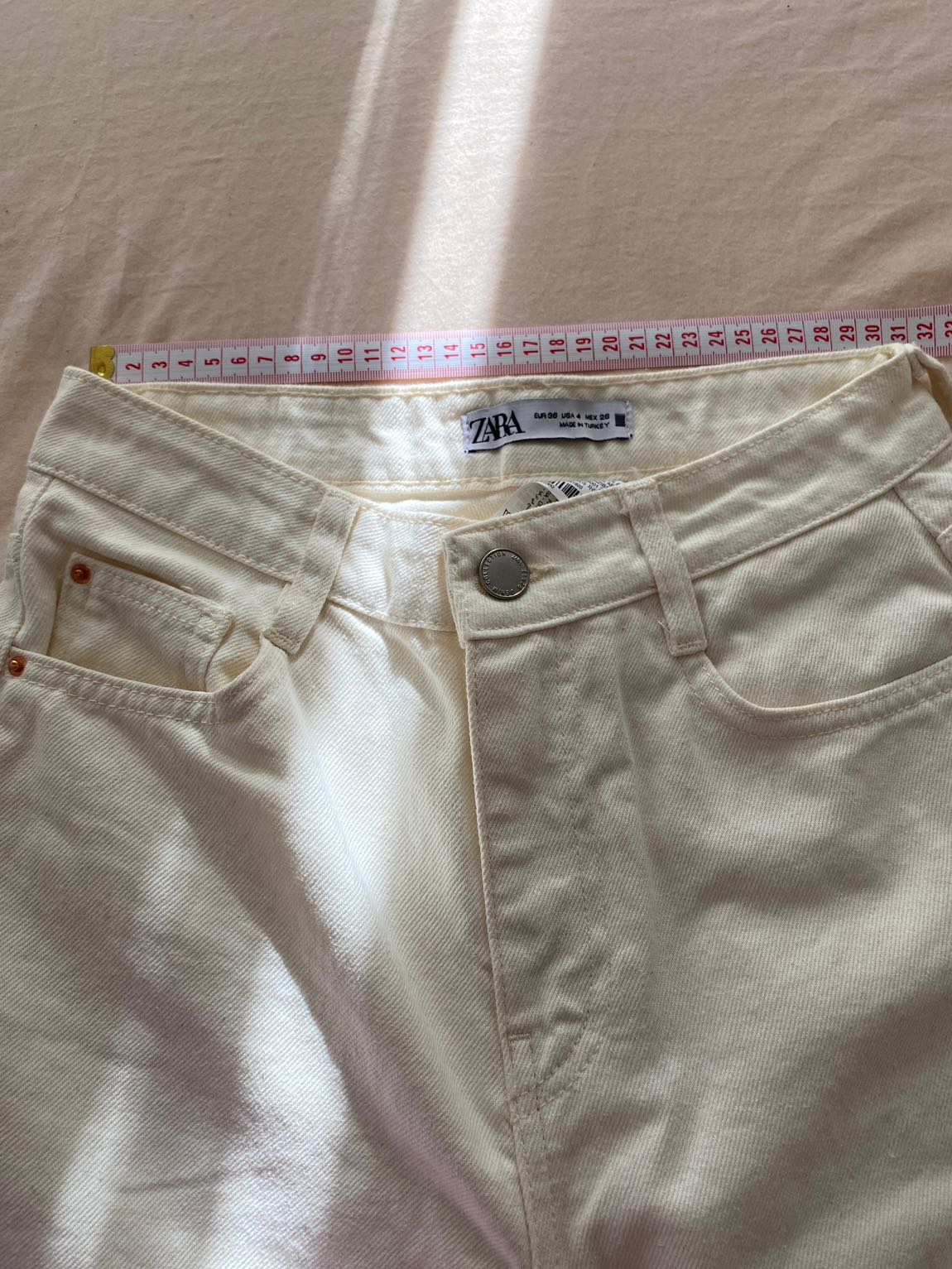 ZARA Krem Geniş Paça Kot Pantolon — görsel 5/5