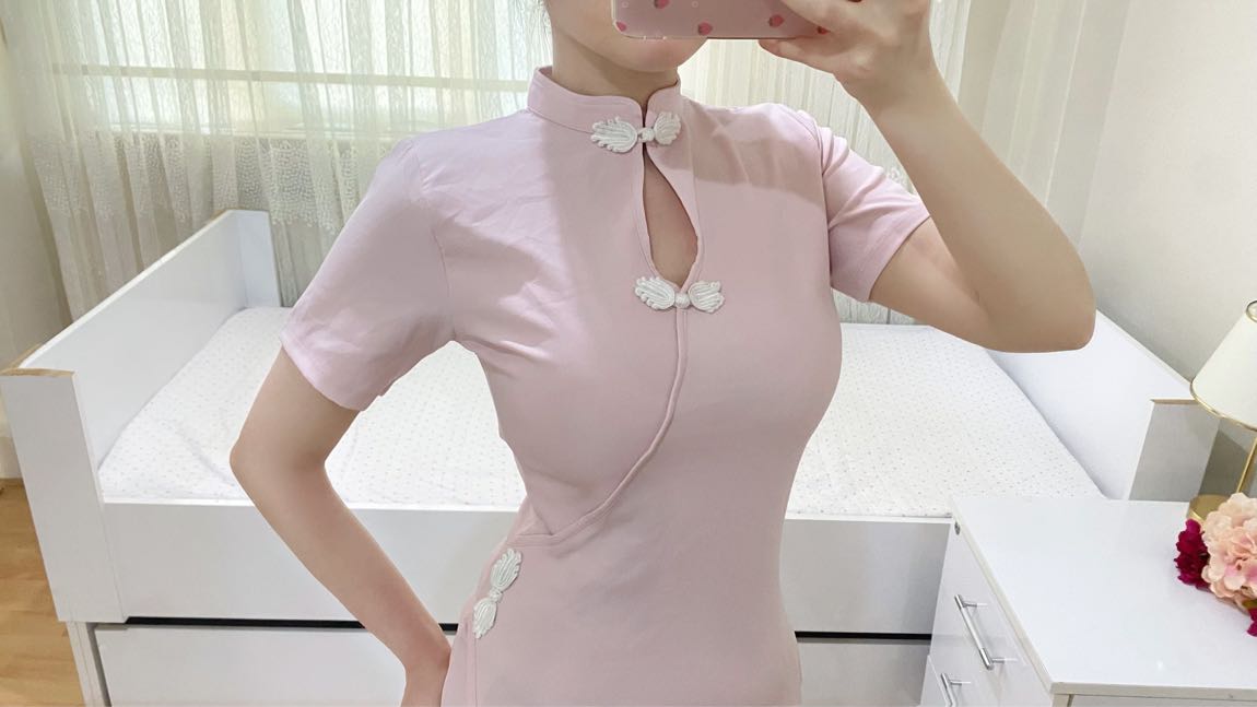 Pembe Qipao Elbise Geleneksel Çin Melek — görsel 7/8