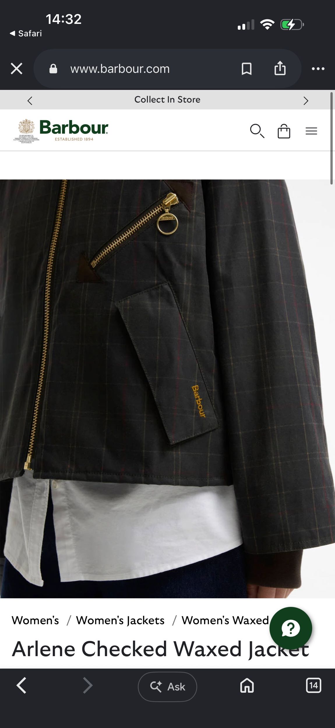 Arlene Checked Waxed Jacket — görsel 7/7