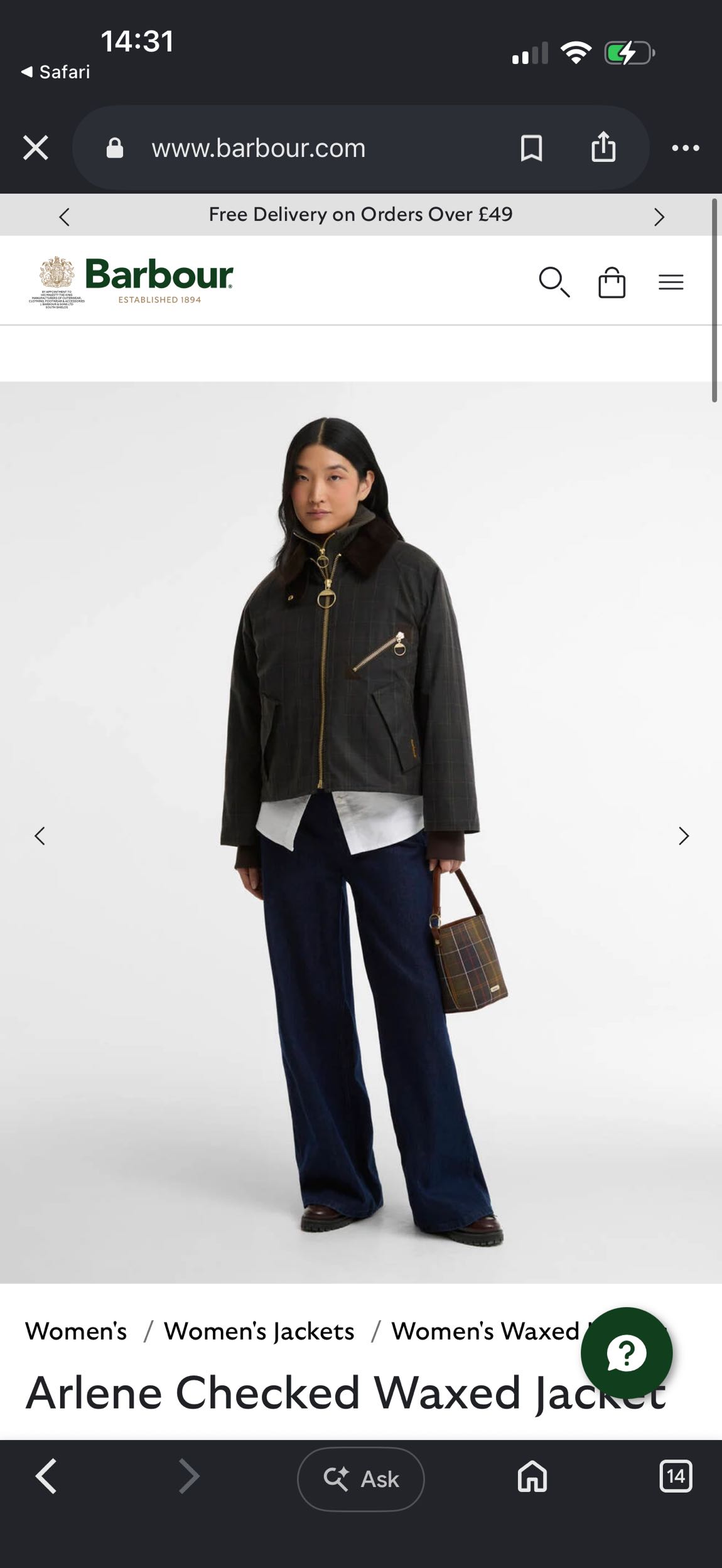 Arlene Checked Waxed Jacket — görsel 2/7
