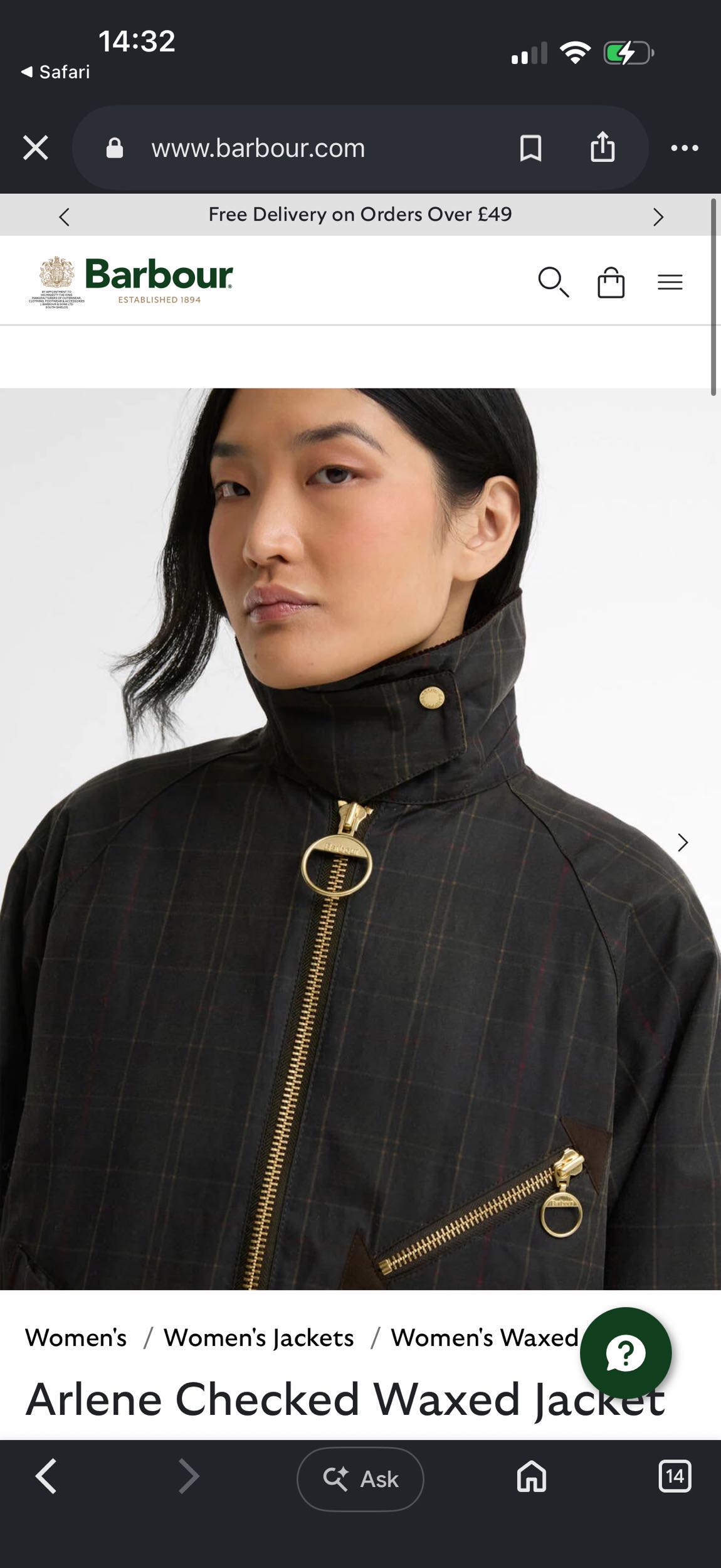 Arlene Checked Waxed Jacket — görsel 6/7