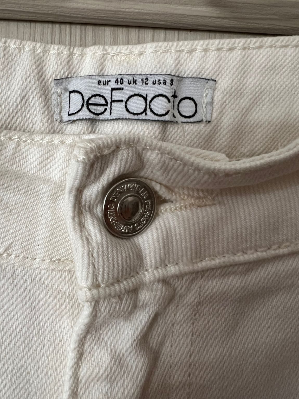 Beyaz\Ekru Wide Leg Jean Pantolon — görsel 4/5