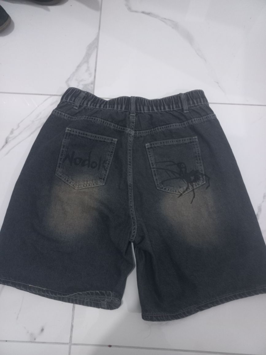 Örümcek Ağ Desenli Y2K Kot Şort — görsel 2/2