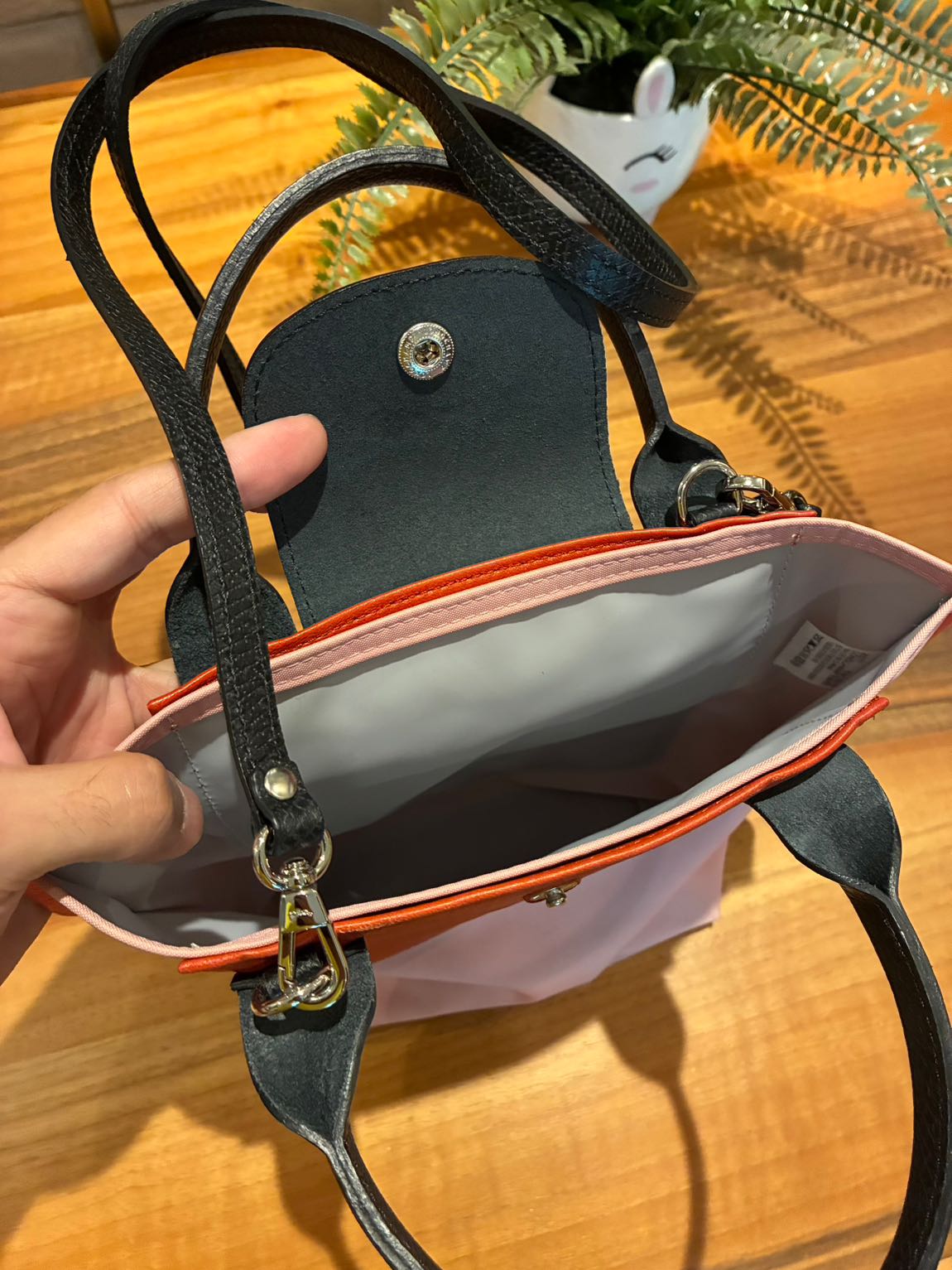 Longchamp Pembe Deri Mini El Çantası — görsel 4/4