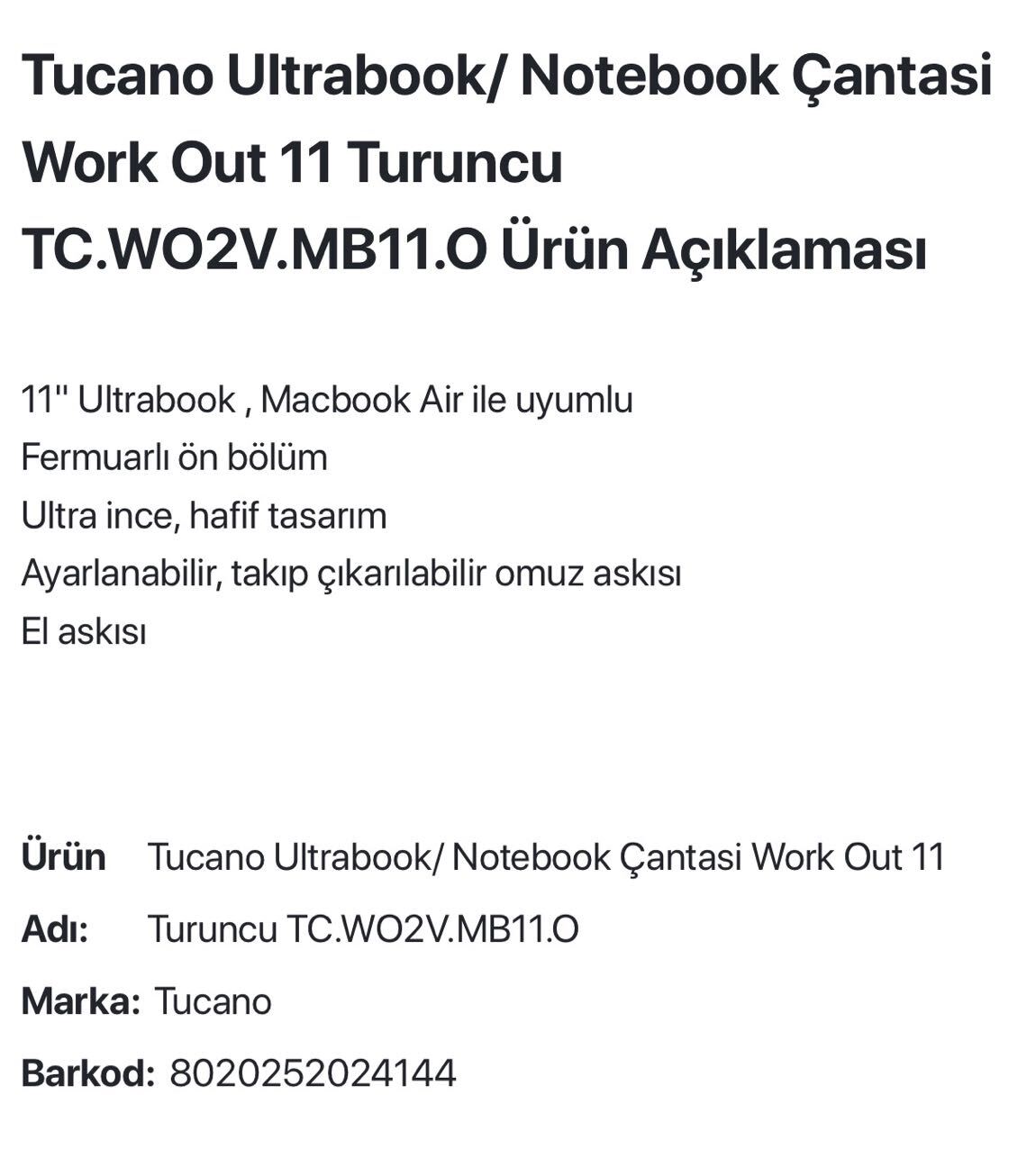 Tucano Bilgisayar Çantası Turuncu — görsel 7/7