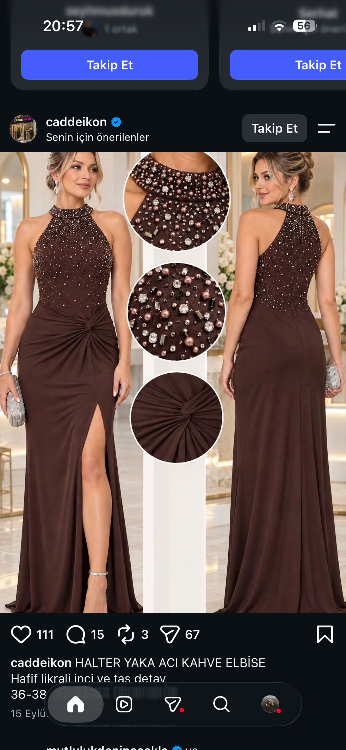 Halter Yaka Taşlı Elbise — görsel 2/4