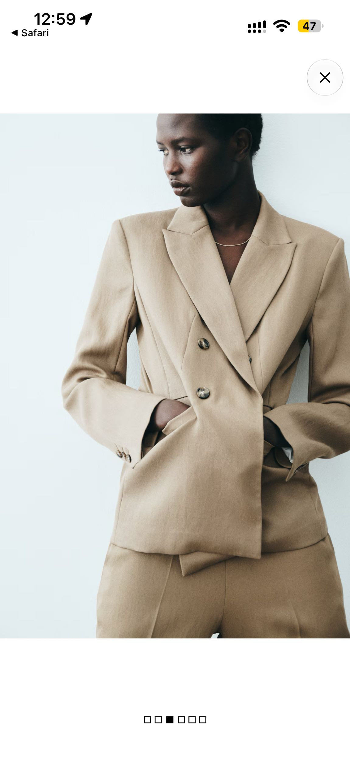 H&M Vizon Çift Düğmeli Blazer Ceket — görsel 5/7