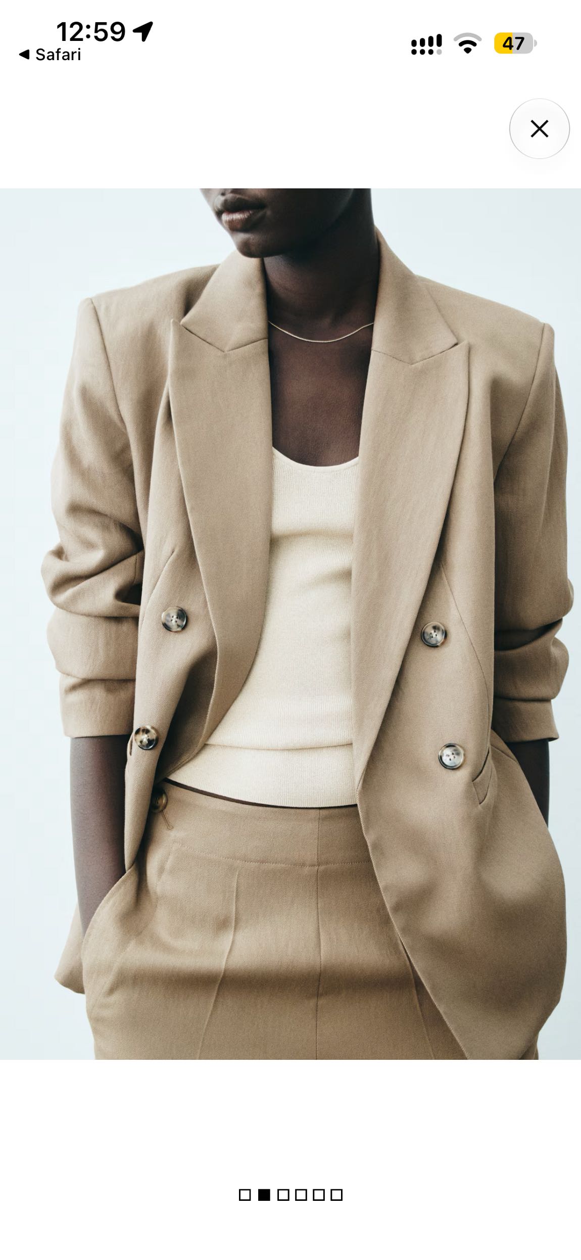 H&M Vizon Çift Düğmeli Blazer Ceket — görsel 6/7