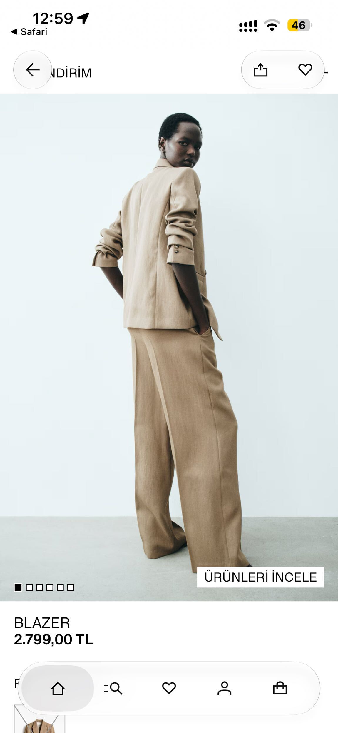 H&M Vizon Çift Düğmeli Blazer Ceket — görsel 2/7