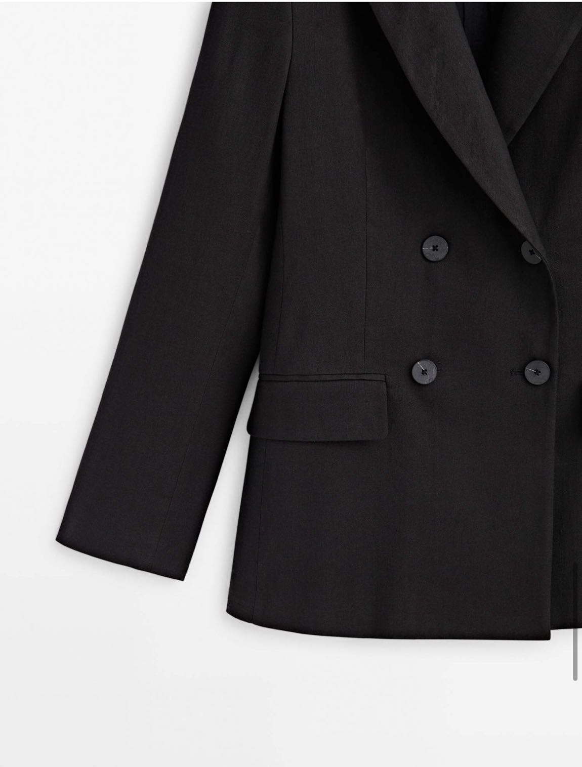Massimo Dutti Siyah Keten Blazer Ceket — görsel 3/15