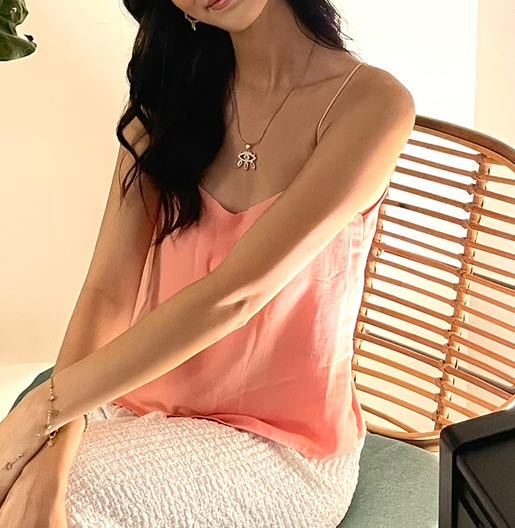 Toz Pembe Askılı Bluz — görsel 3/3