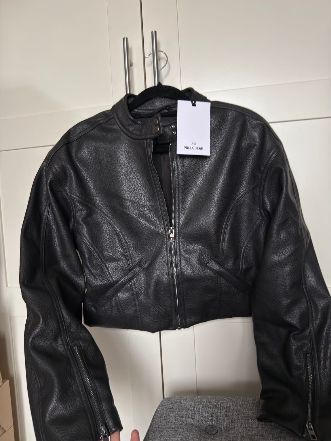 Pull & Bear motorcu Deri Ceket — görsel 17/20