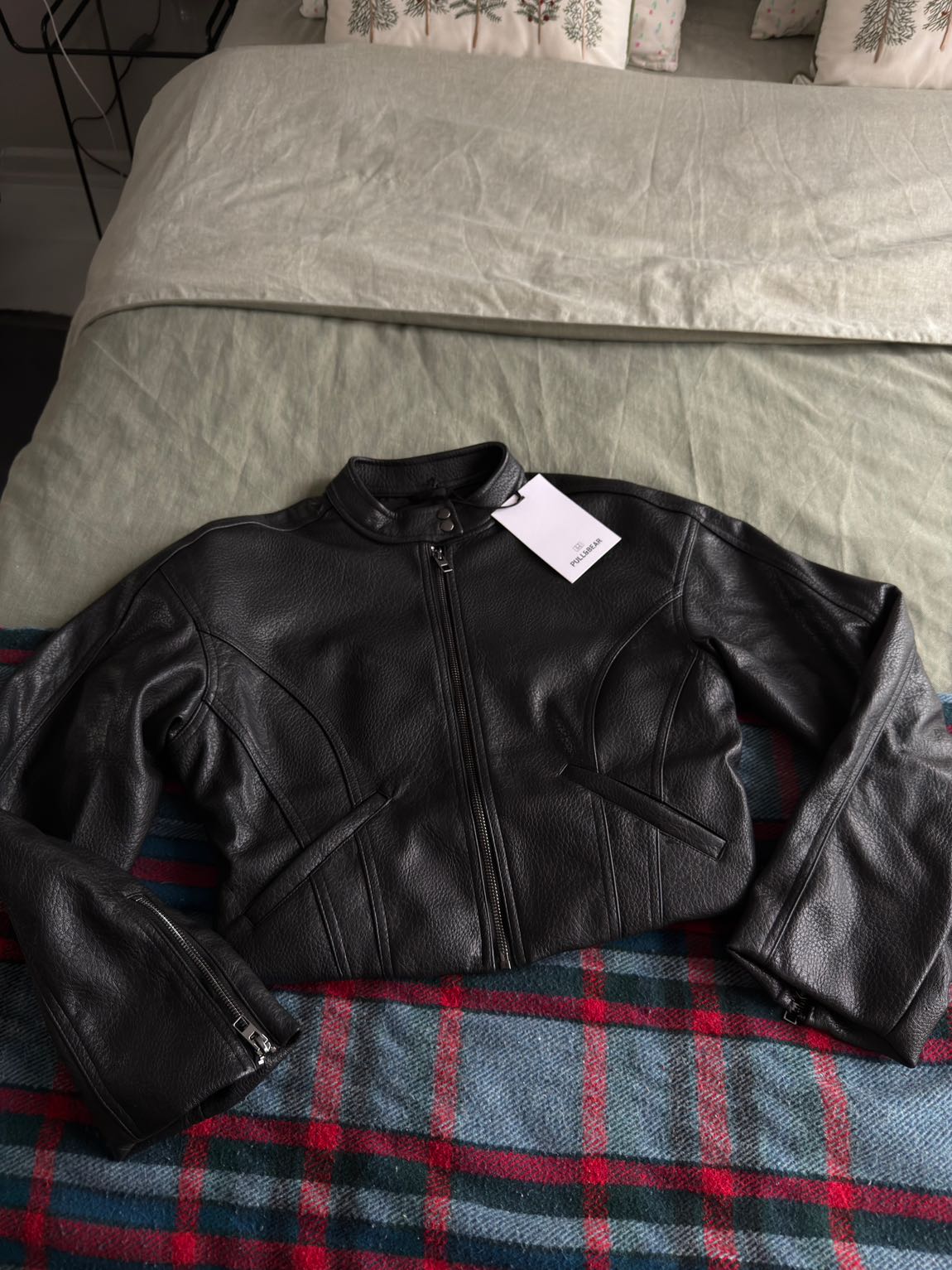 Pull & Bear motorcu Deri Ceket — görsel 7/20