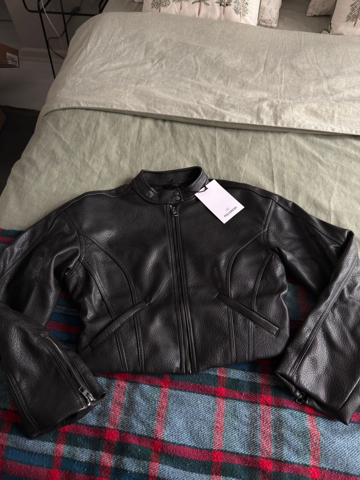 Pull & Bear motorcu Deri Ceket — görsel 3/20