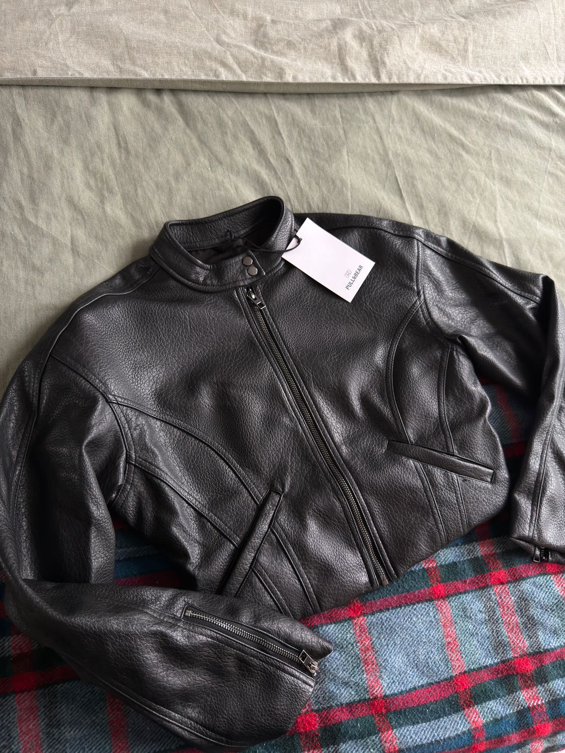 Pull & Bear motorcu Deri Ceket — görsel 9/20