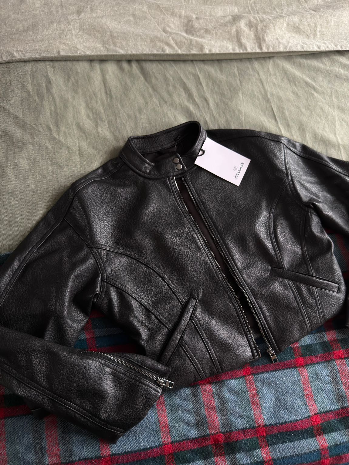 Pull & Bear motorcu Deri Ceket — görsel 12/20