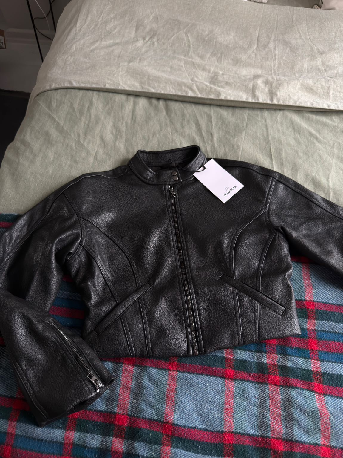 Pull & Bear motorcu Deri Ceket — görsel 5/20