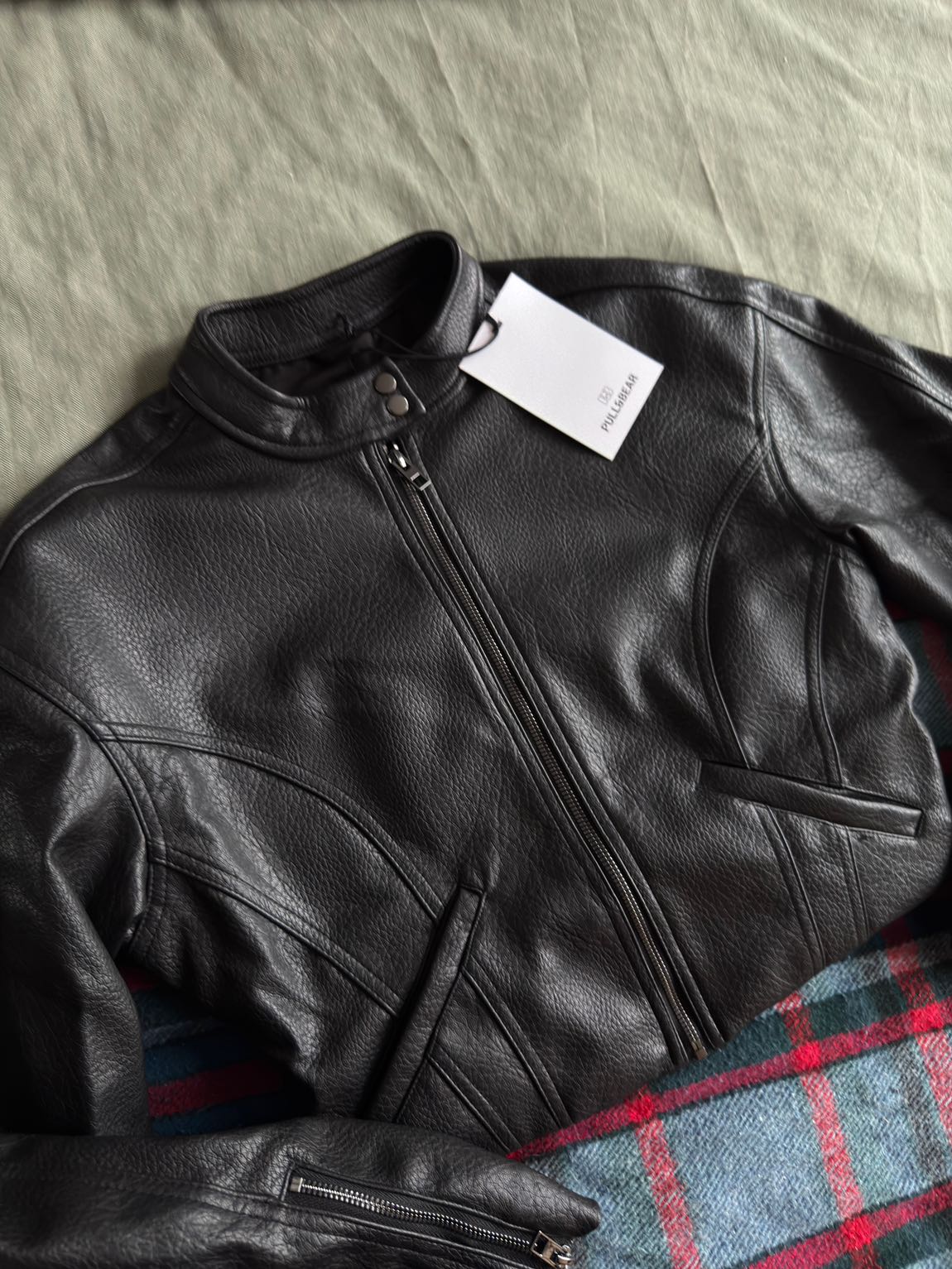 Pull & Bear motorcu Deri Ceket — görsel 8/20