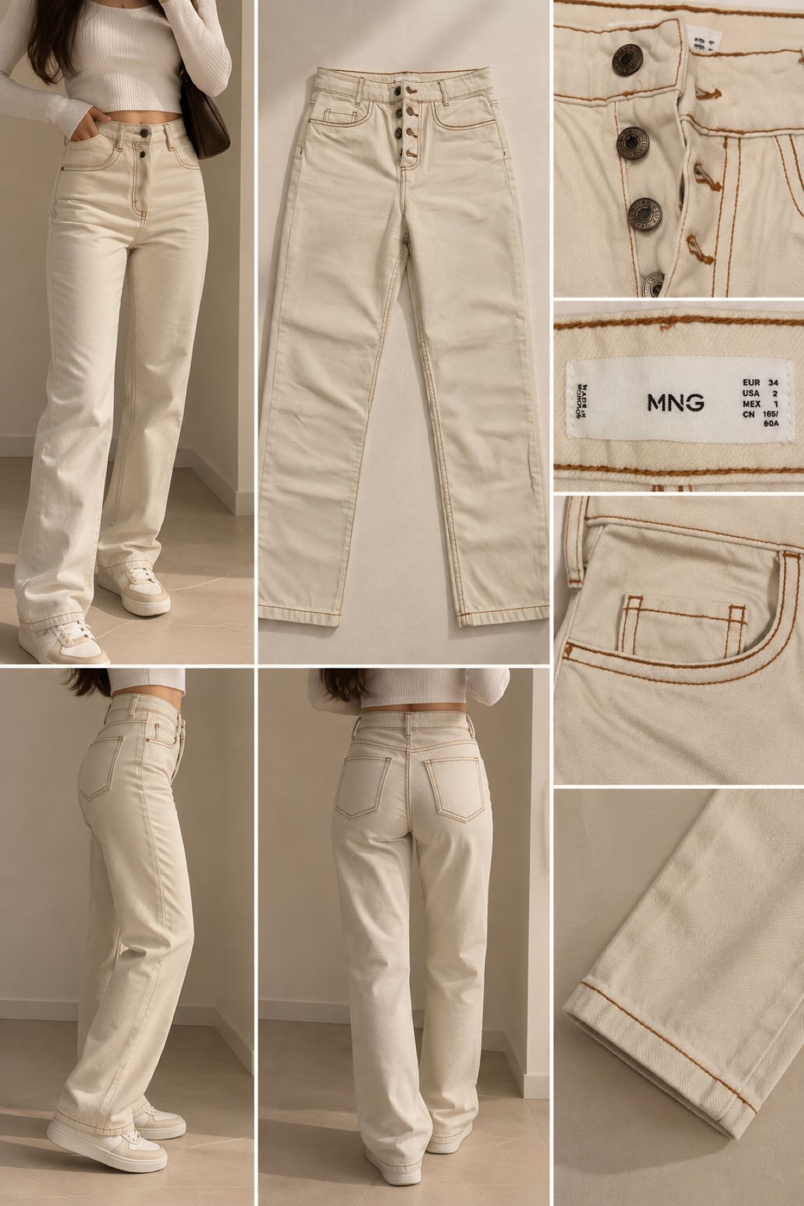 MNG Bej Yüksek Bel Jean Pantolon — görsel 2/4
